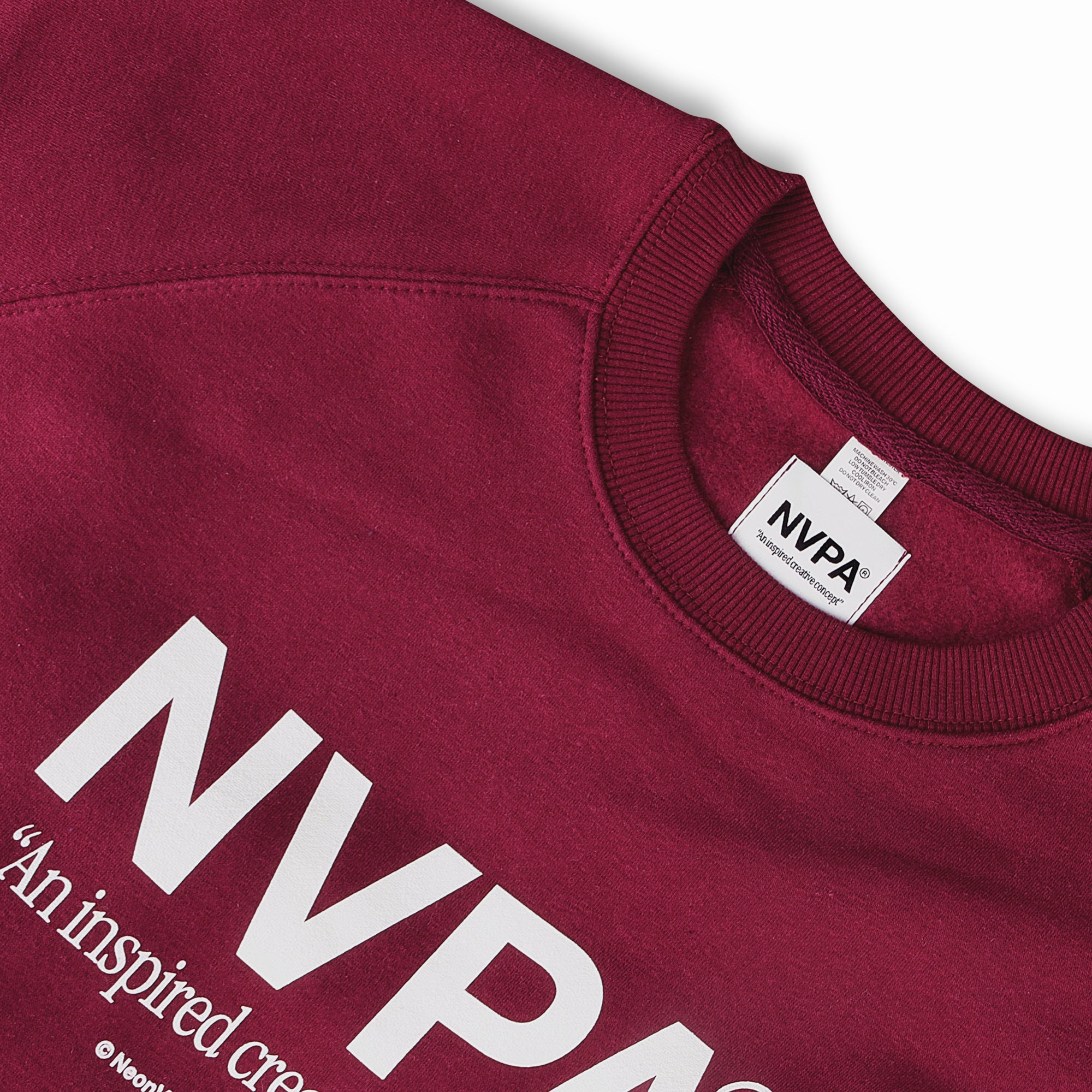 NVPA® Burgundy sweatshirt neck detail
